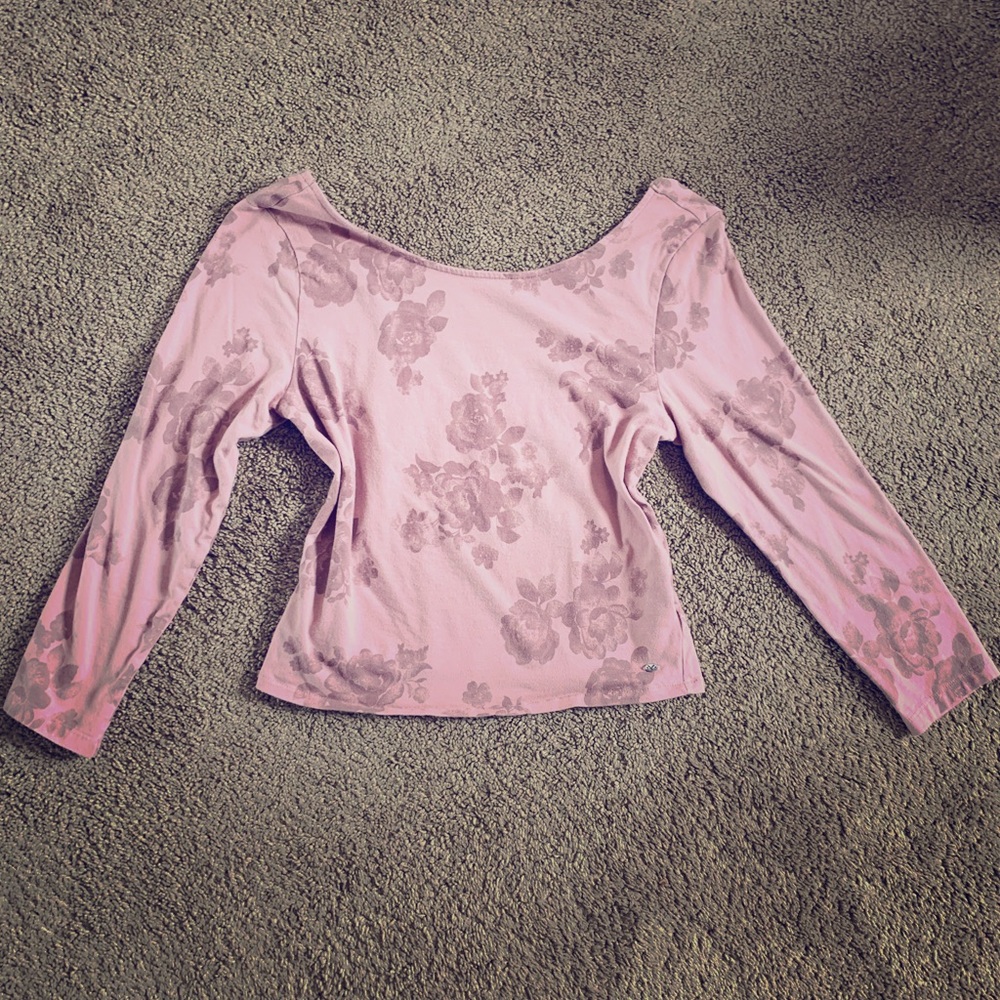 American Eagle Mauve Pink Long Sleeve Crop Top